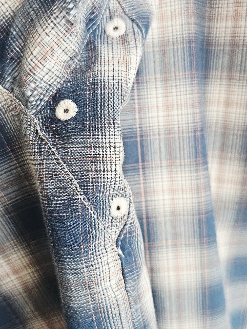 Ariat Pro Series VentTEK Western Snap Shirt Mens L Blue Plaid Mesh Vent Ranch - Picture 5 of 6